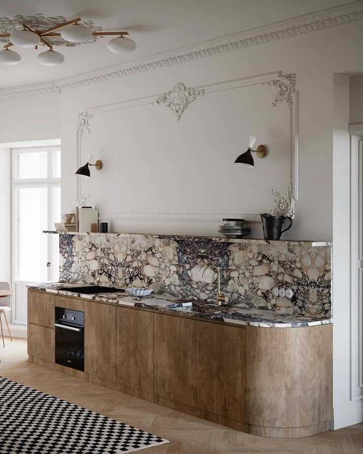 Kitchen with marble stone